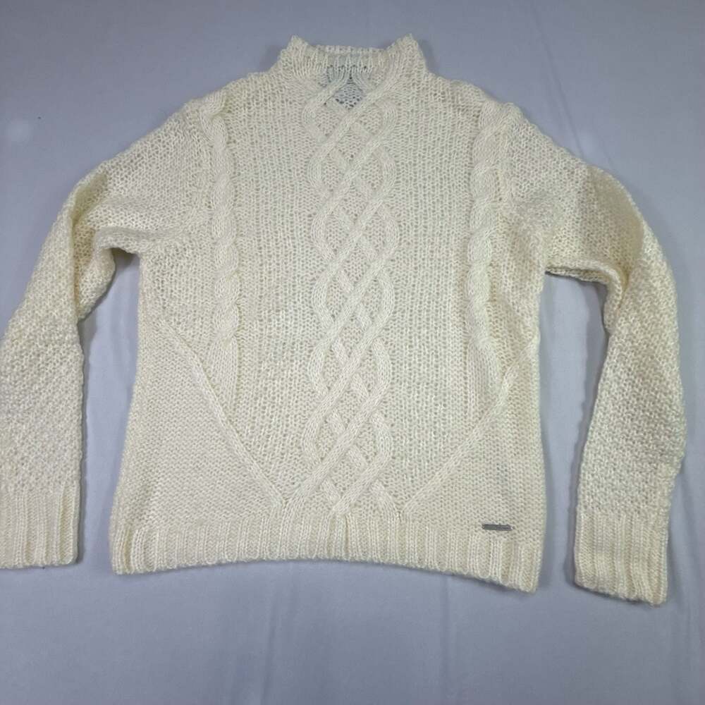 U.S. Polo Assn. Women's Cream Cable Knit Mock Neck Sweater Size XS
